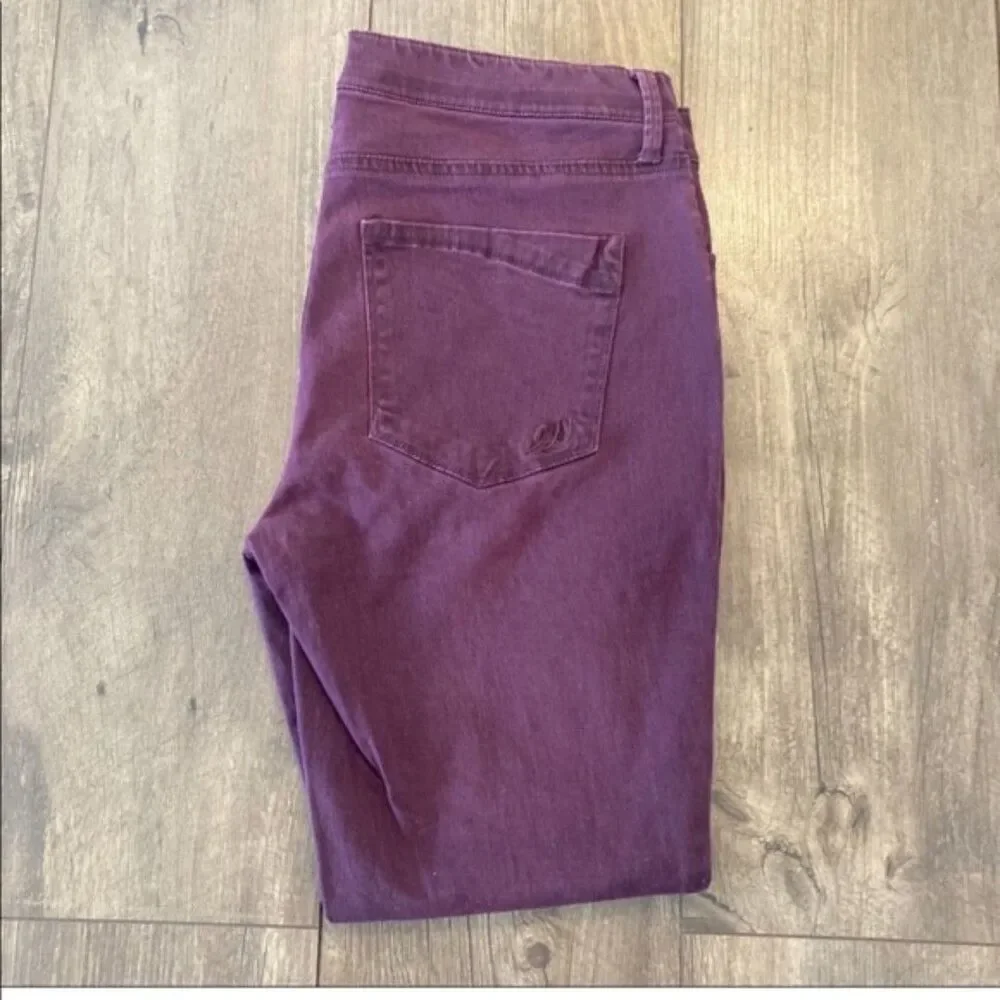Express purple jeans mid rise ankle slit